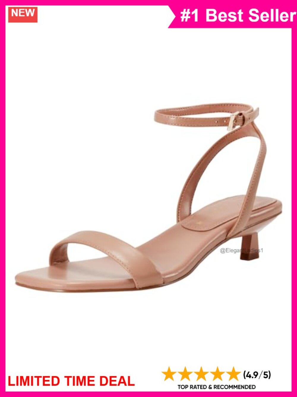 Kitten Heel Ankle Strap Open Toe Sandal Leather Semi Formal